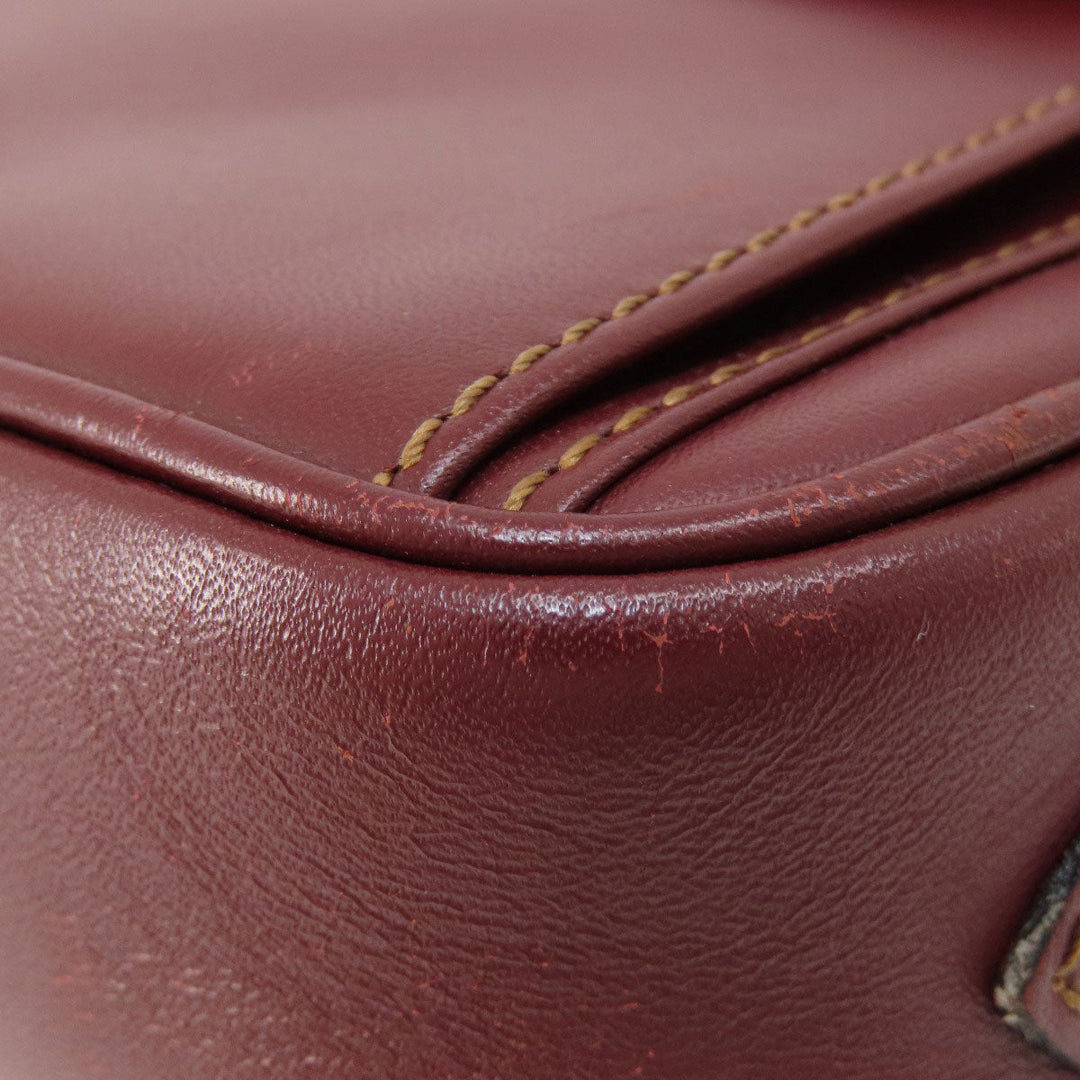 CARTIER Shoulder Bag leather wine-red Must Line Women Used Authentic