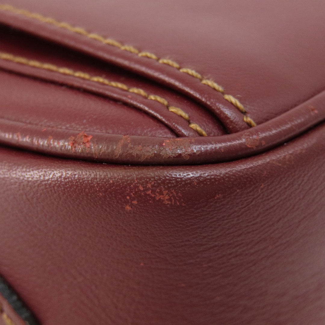 CARTIER Shoulder Bag leather wine-red Must Line Women Used Authentic
