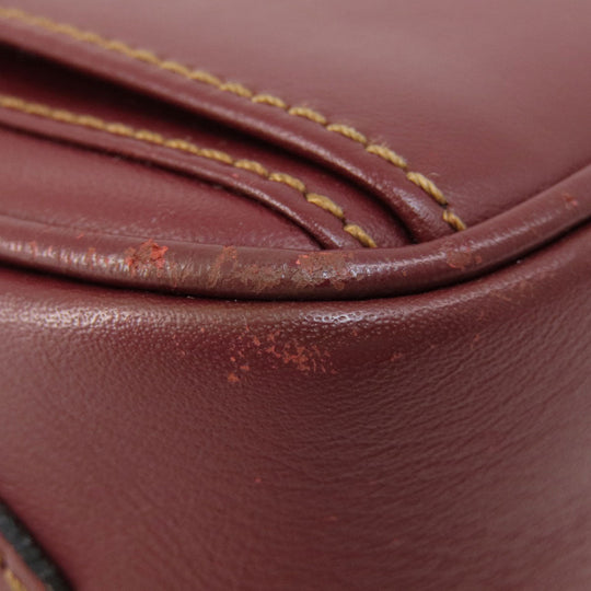CARTIER Shoulder Bag leather wine-red Must Line Women Used Authentic