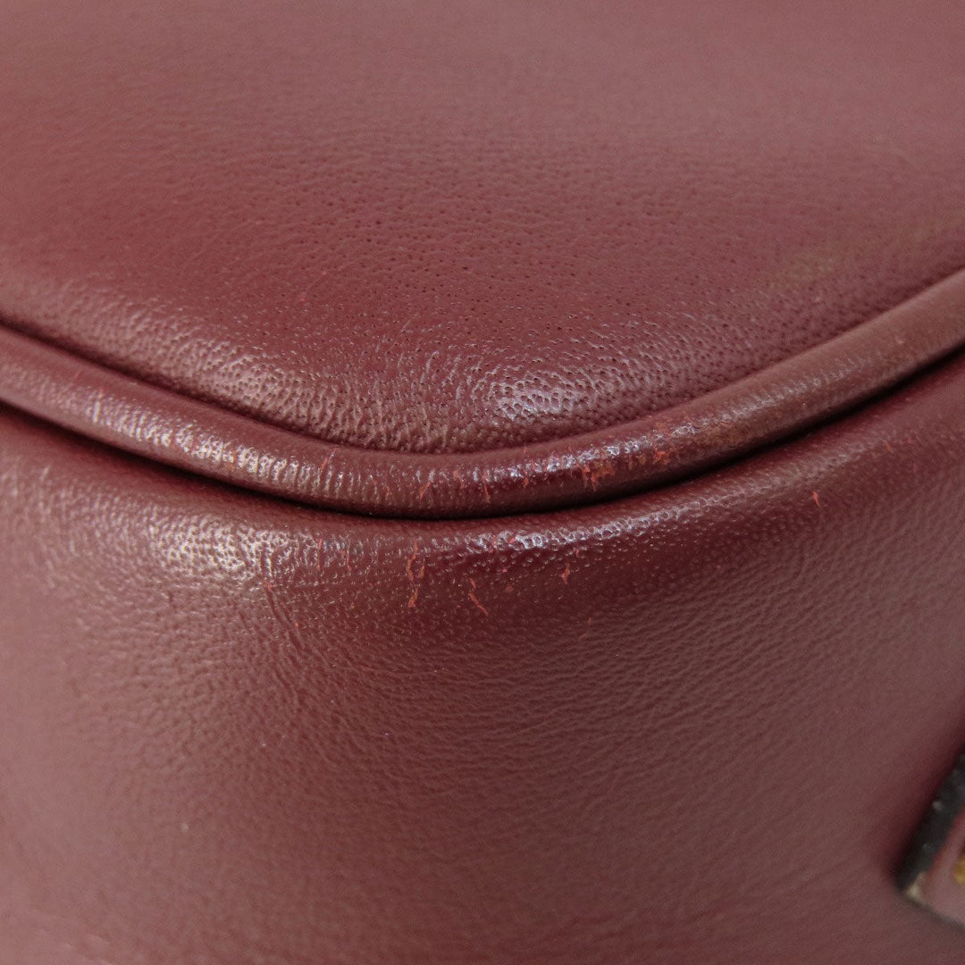 CARTIER Shoulder Bag leather wine-red Must Line Women Used Authentic