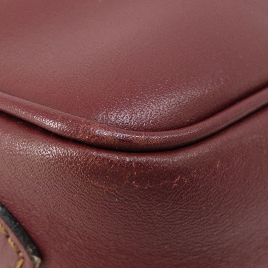 CARTIER Shoulder Bag leather wine-red Must Line Women Used Authentic