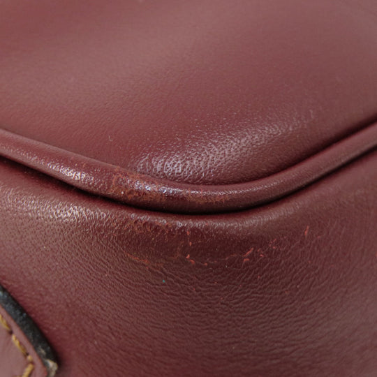 CARTIER Shoulder Bag leather wine-red Must Line Women Used Authentic