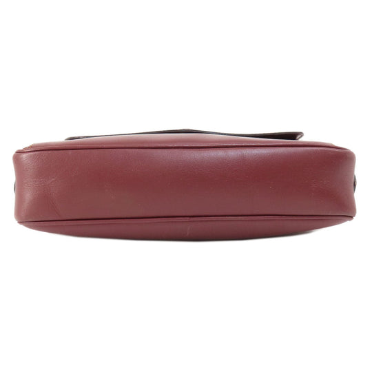 CARTIER Shoulder Bag leather wine-red Must Line Women Used Authentic