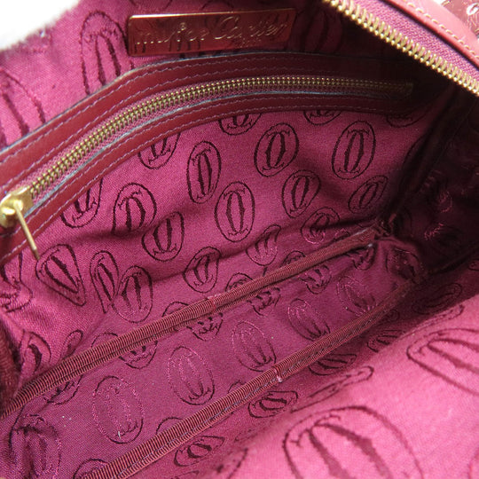 CARTIER Shoulder Bag leather wine-red Must Line Women Used Authentic