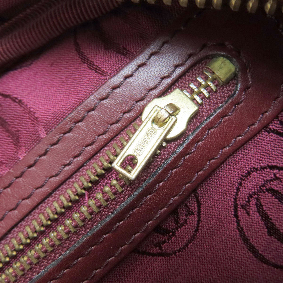 CARTIER Shoulder Bag leather wine-red Must Line Women Used Authentic