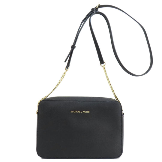 MICHAEL KORS Shoulder Bag leather black logo Women Used Authentic