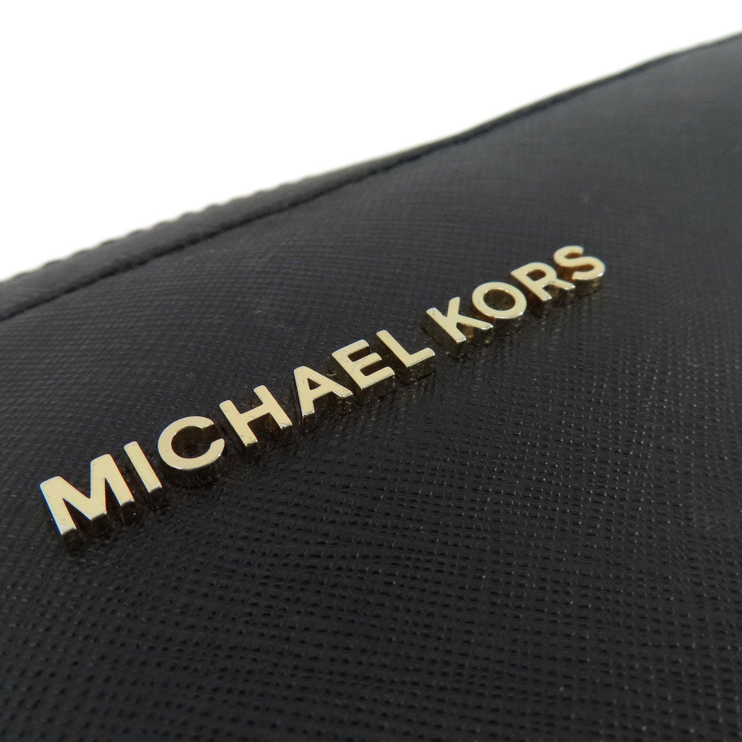 MICHAEL KORS Shoulder Bag leather black logo Women Used Authentic