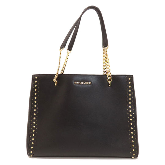 MICHAEL KORS Tote Bag leather black logo Women Used Authentic
