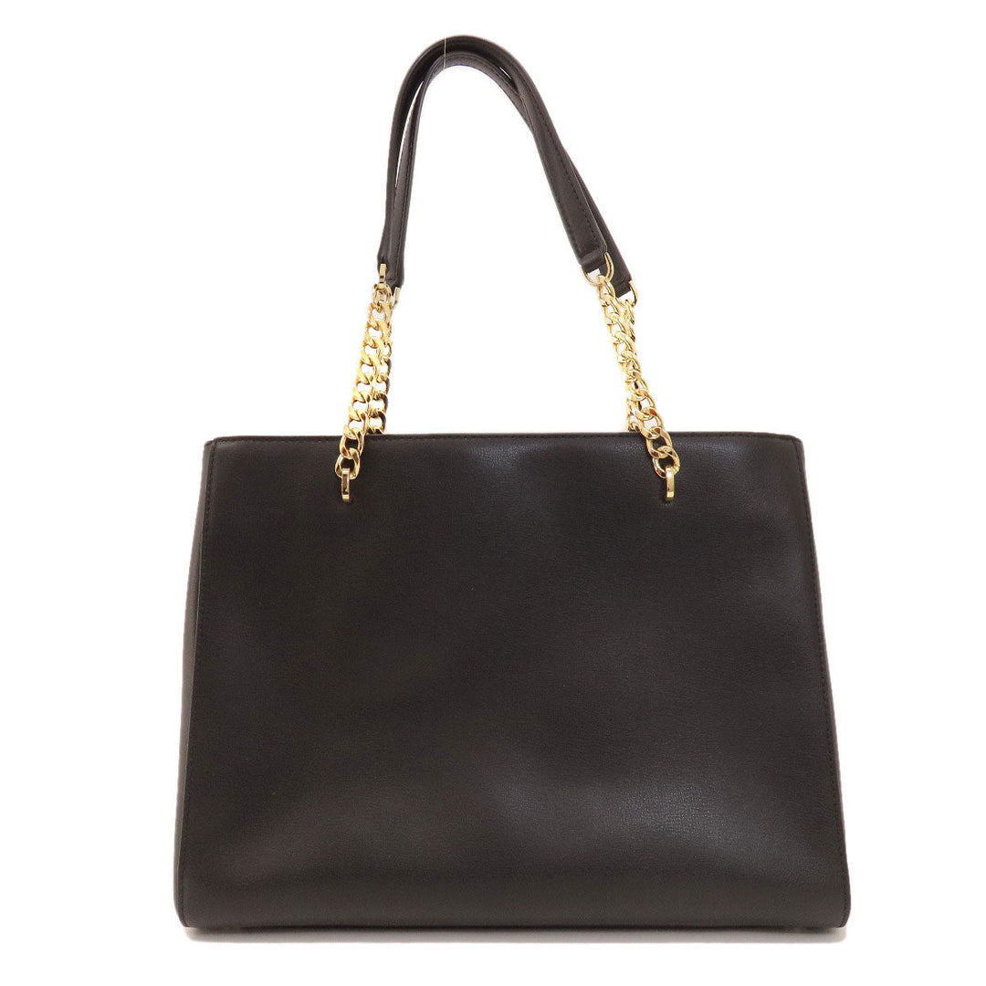 MICHAEL KORS Tote Bag leather black logo Women Used Authentic