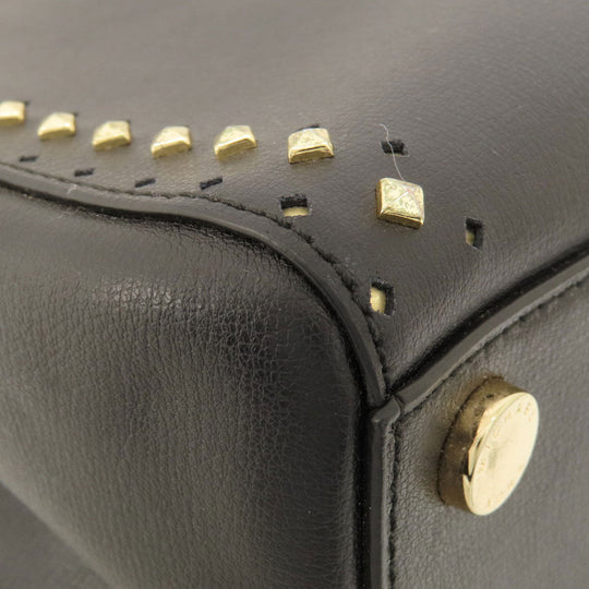 MICHAEL KORS Tote Bag leather black logo Women Used Authentic