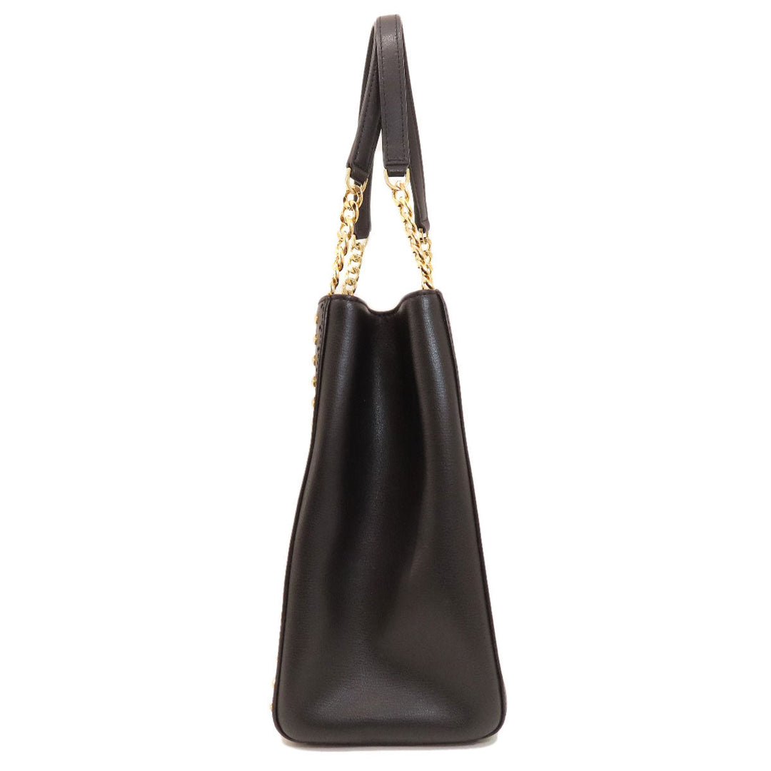 MICHAEL KORS Tote Bag leather black logo Women Used Authentic