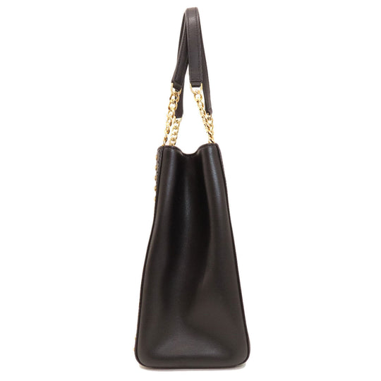 MICHAEL KORS Tote Bag leather black logo Women Used Authentic