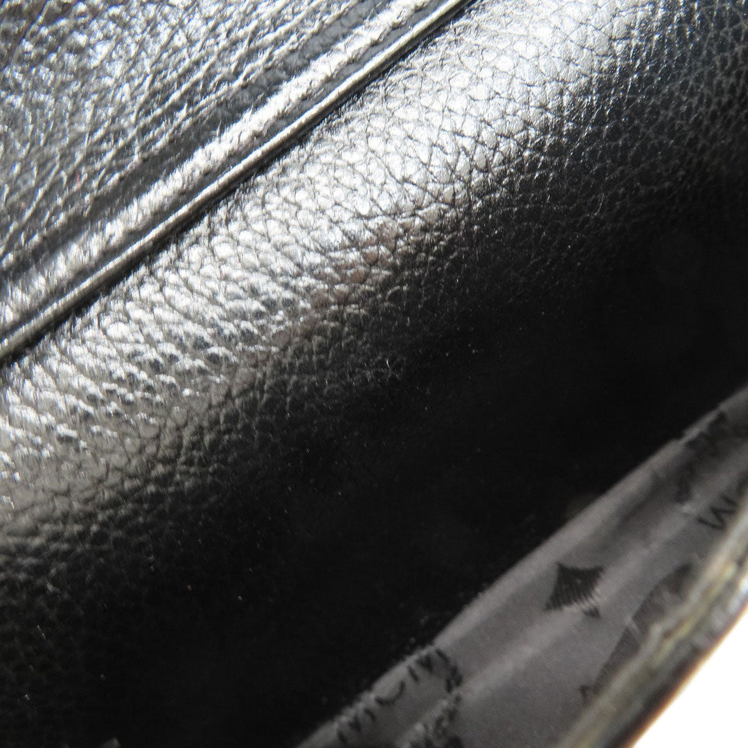 MCM Backpack leather black logo Women Used Authentic