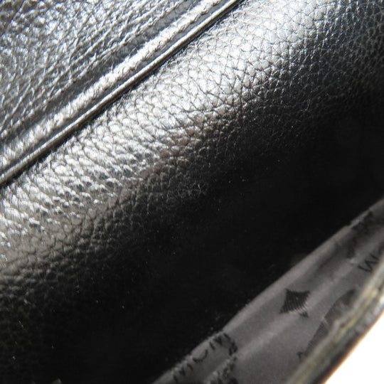 MCM Backpack leather black logo Women Used Authentic