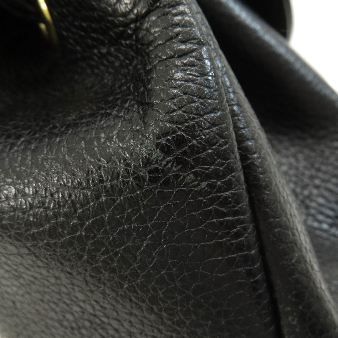 MCM Backpack leather black logo Women Used Authentic