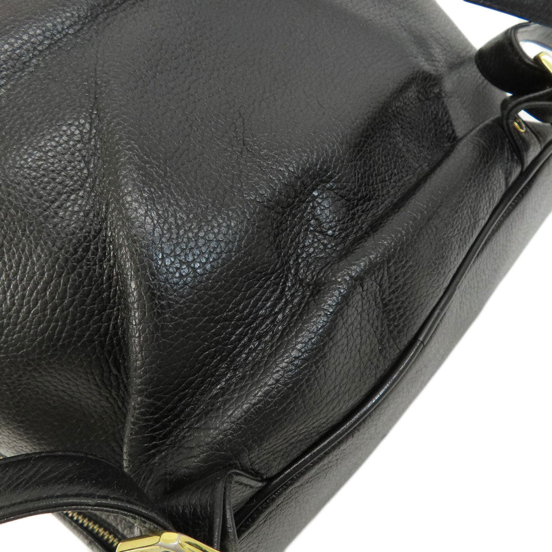 MCM Backpack leather black logo Women Used Authentic