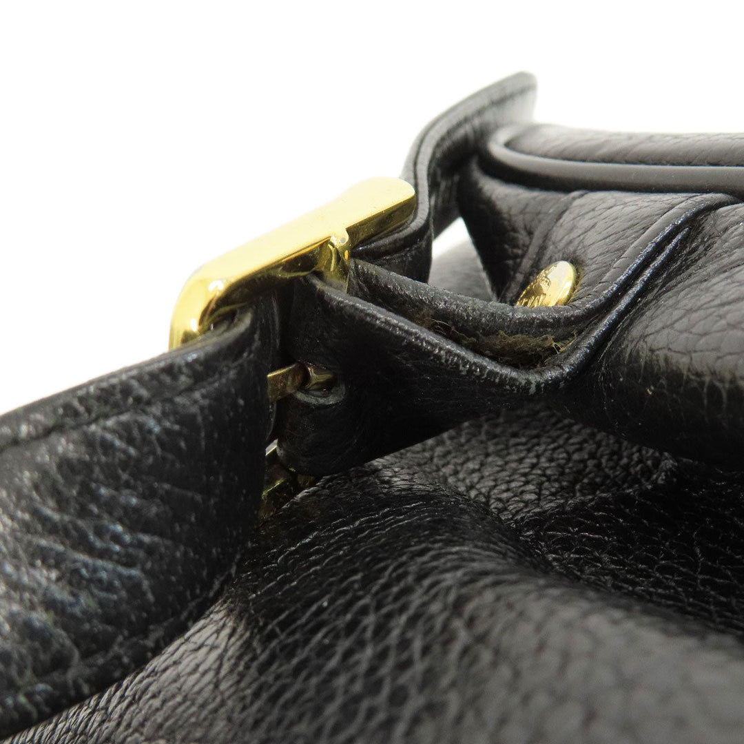 MCM Backpack leather black logo Women Used Authentic