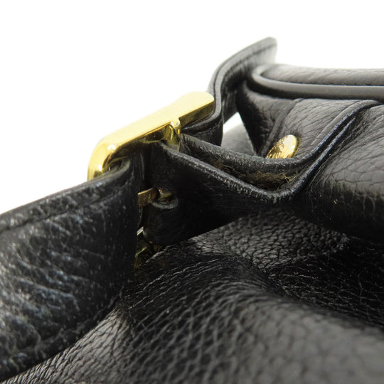 MCM Backpack leather black logo Women Used Authentic