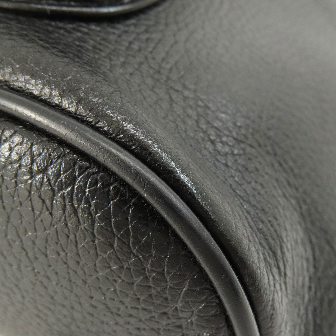 MCM Backpack leather black logo Women Used Authentic