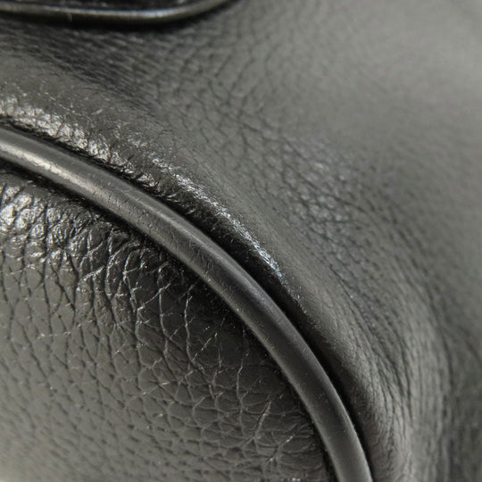 MCM Backpack leather black logo Women Used Authentic