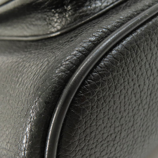 MCM Backpack leather black logo Women Used Authentic