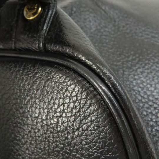 MCM Backpack leather black logo Women Used Authentic