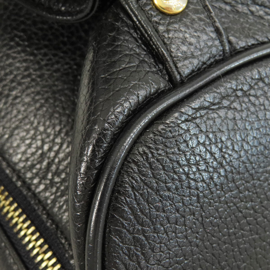 MCM Backpack leather black logo Women Used Authentic