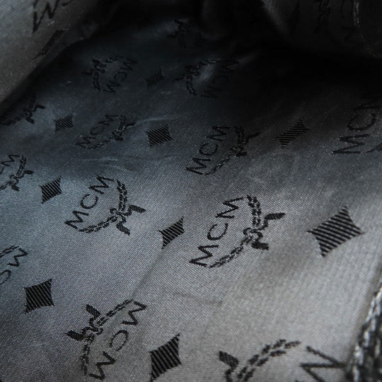 MCM Backpack leather black logo Women Used Authentic