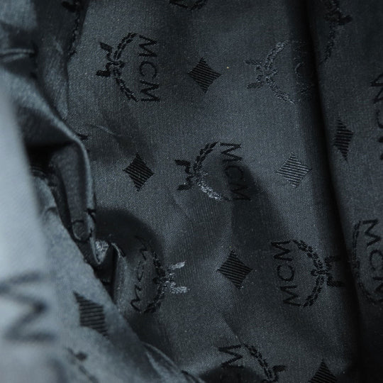 MCM Backpack leather black logo Women Used Authentic