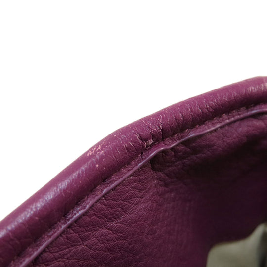 Tory Burch Tote Bag leather purple logo 2WAY Women Used Authentic