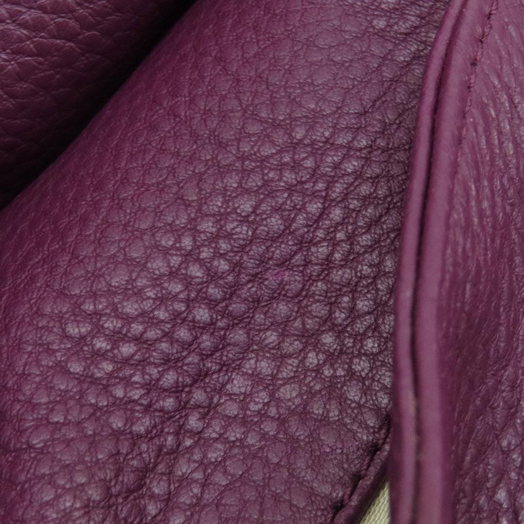 Tory Burch Tote Bag leather purple logo 2WAY Women Used Authentic