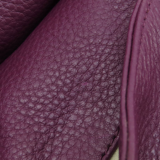 Tory Burch Tote Bag leather purple logo 2WAY Women Used Authentic