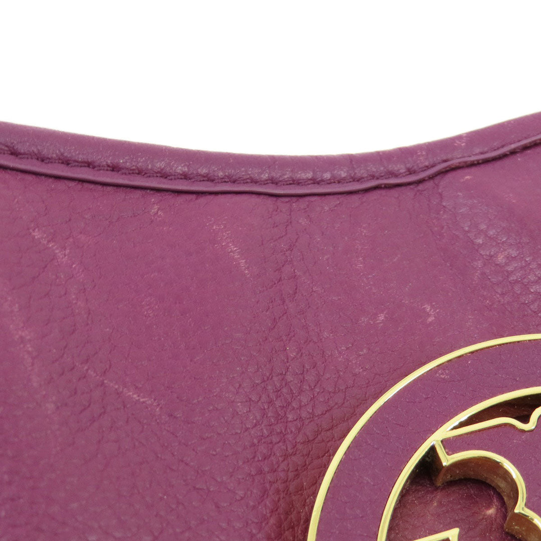 Tory Burch Tote Bag leather purple logo 2WAY Women Used Authentic