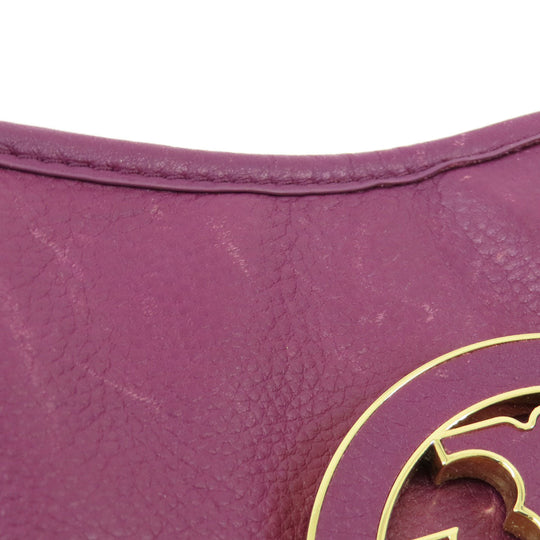 Tory Burch Tote Bag leather purple logo 2WAY Women Used Authentic