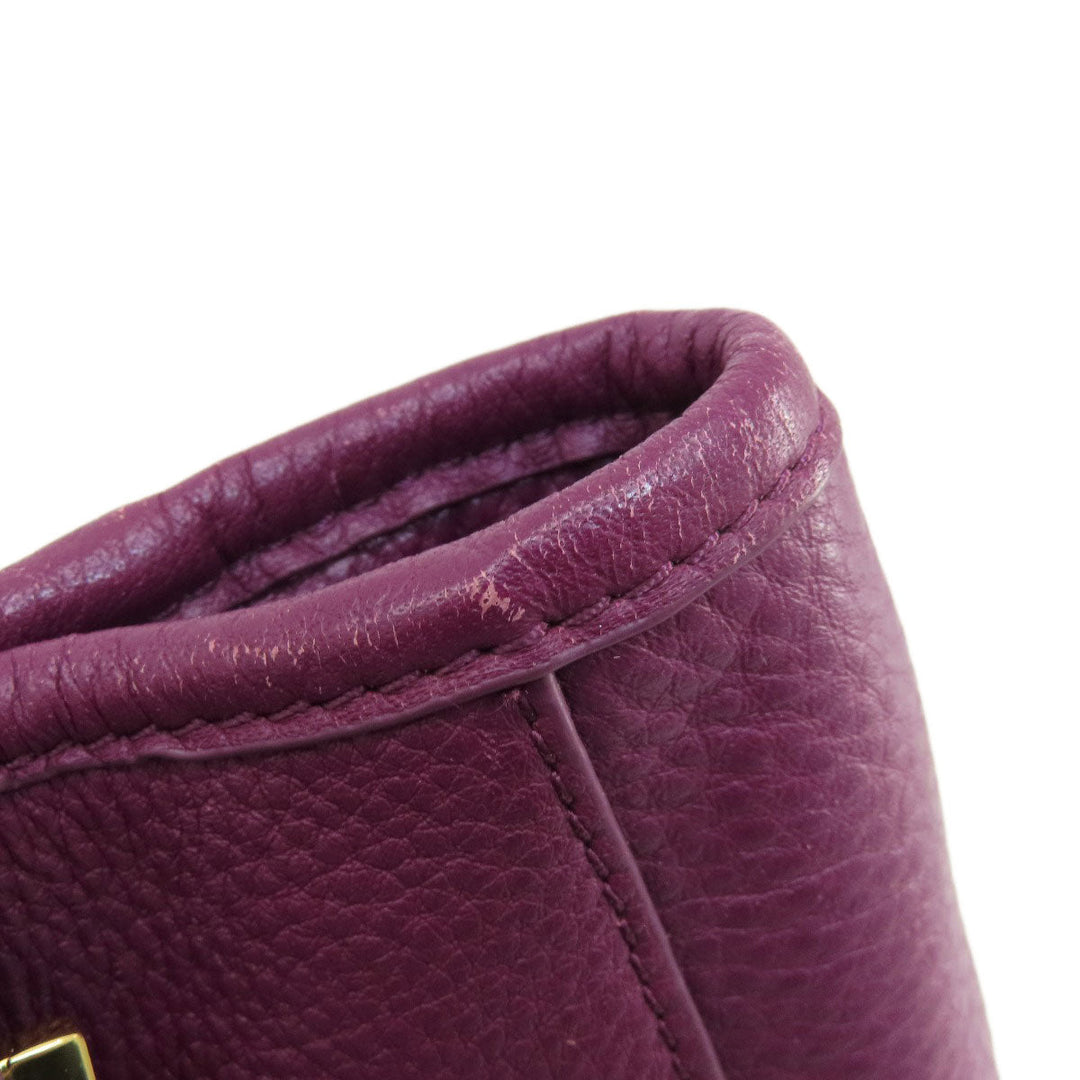 Tory Burch Tote Bag leather purple logo 2WAY Women Used Authentic
