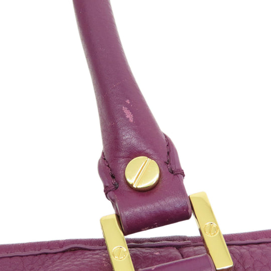 Tory Burch Tote Bag leather purple logo 2WAY Women Used Authentic