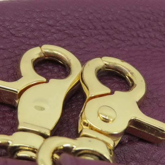 Tory Burch Tote Bag leather purple logo 2WAY Women Used Authentic