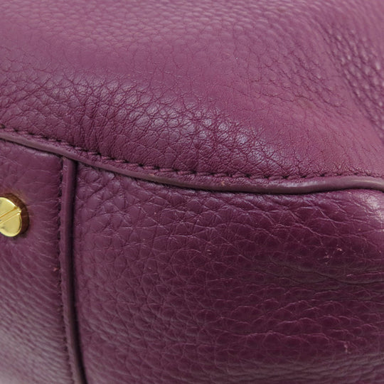 Tory Burch Tote Bag leather purple logo 2WAY Women Used Authentic