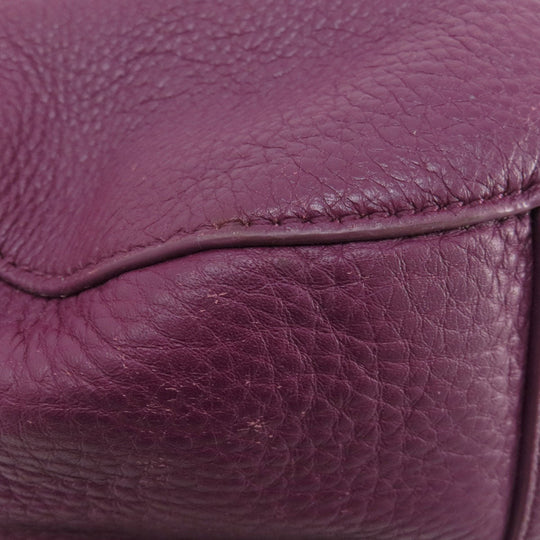 Tory Burch Tote Bag leather purple logo 2WAY Women Used Authentic