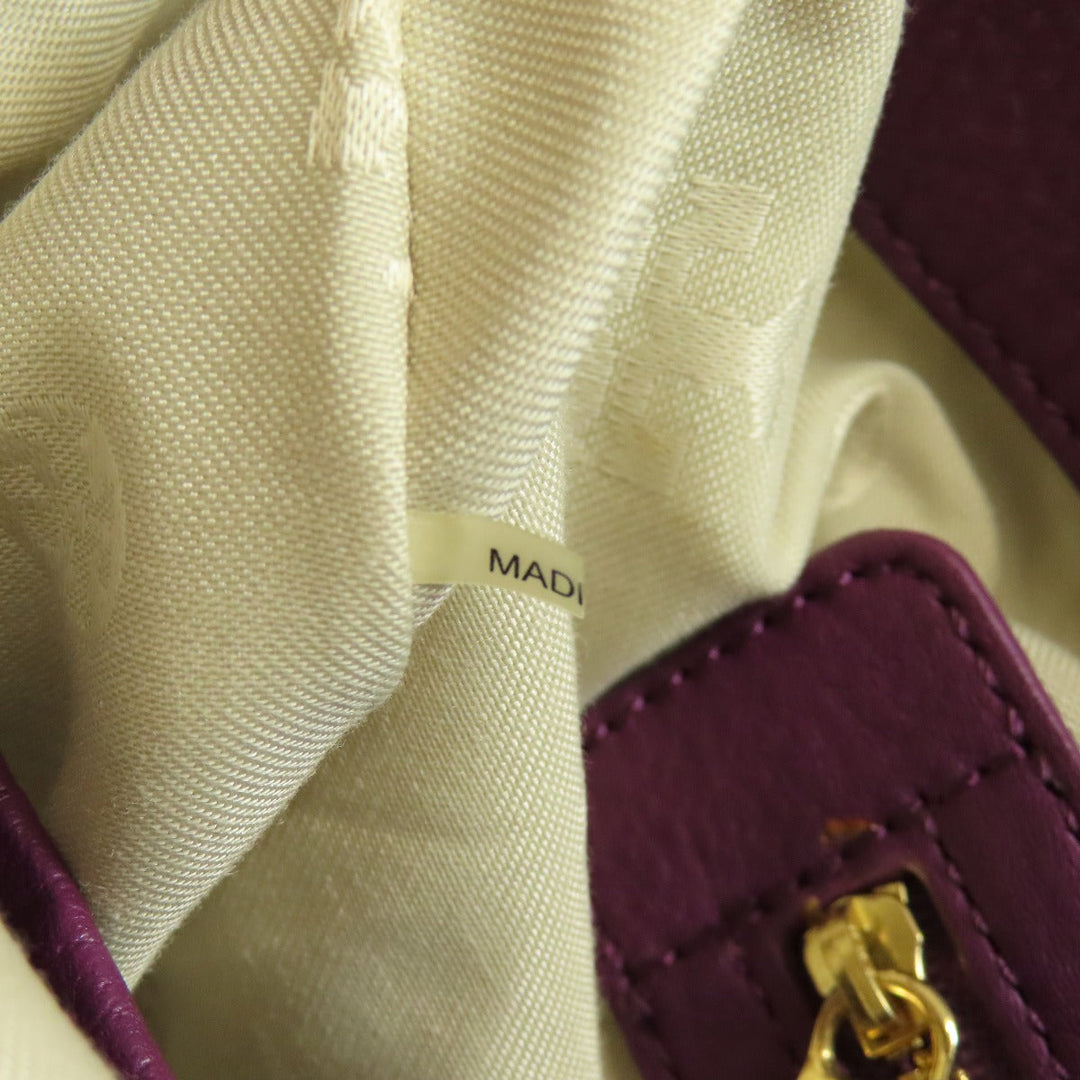 Tory Burch Tote Bag leather purple logo 2WAY Women Used Authentic