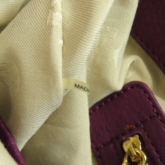 Tory Burch Tote Bag leather purple logo 2WAY Women Used Authentic