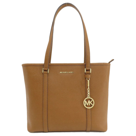 MICHAEL KORS Tote Bag leather Brown logoMetal Women Used Authentic