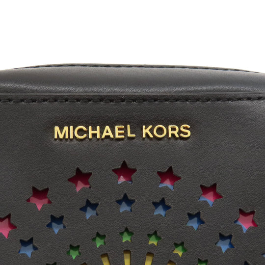 MICHAEL KORS Shoulder Bag PVC black Guinea fireworks motif Women Used Authentic