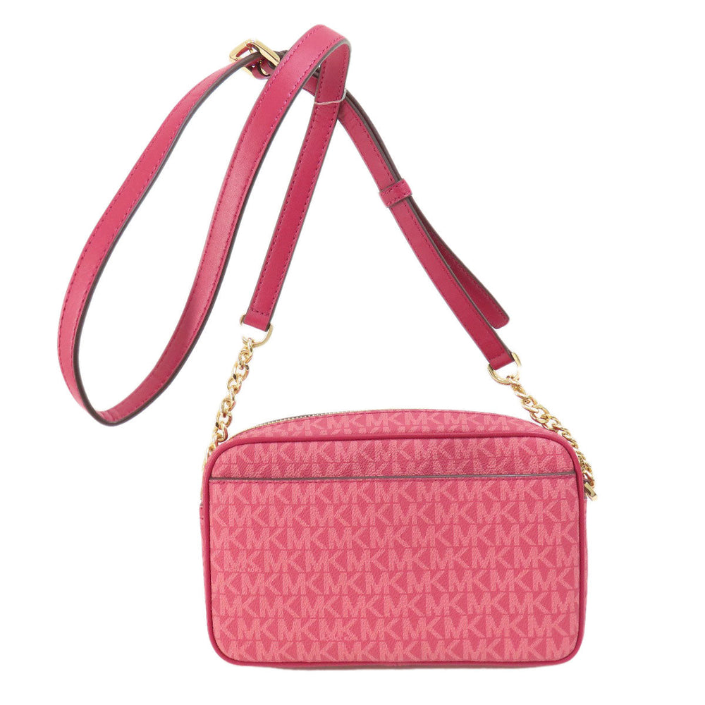 MICHAEL KORS Shoulder Bag PVC pink MK signature Women Used Authentic