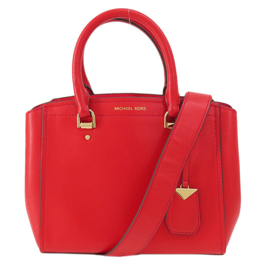MICHAEL KORS Handbag leather Red logo 2WAY Women Used Authentic