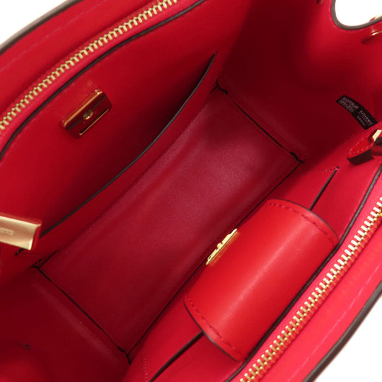 MICHAEL KORS Handbag leather Red logo 2WAY Women Used Authentic