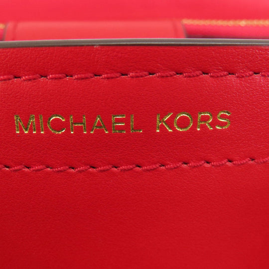 MICHAEL KORS Handbag leather Red logo 2WAY Women Used Authentic