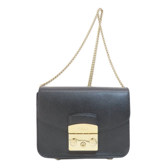 Furla Shoulder Bag PVC black metropolis Women Used Authentic
