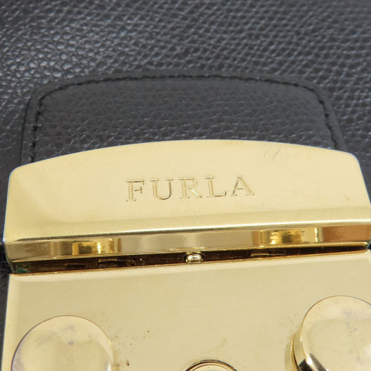Furla Shoulder Bag PVC black metropolis Women Used Authentic