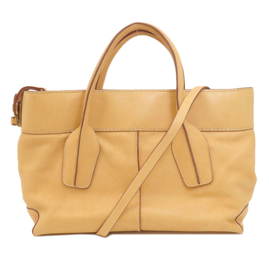 TOD�fS Tote Bag leather beige 2WAY Women Used Authentic